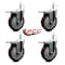 Service Caster 5'' Maroon Poly Swivel 7/16'' Stem Caster Set with Total Lock Brake, 4PK SCC-GRTTL20S514-PPUB-MRN-716138-4 - alternate 2